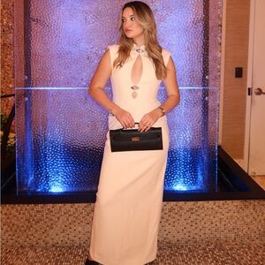 Meshki Ivory Maxi Dress with Metallic Details